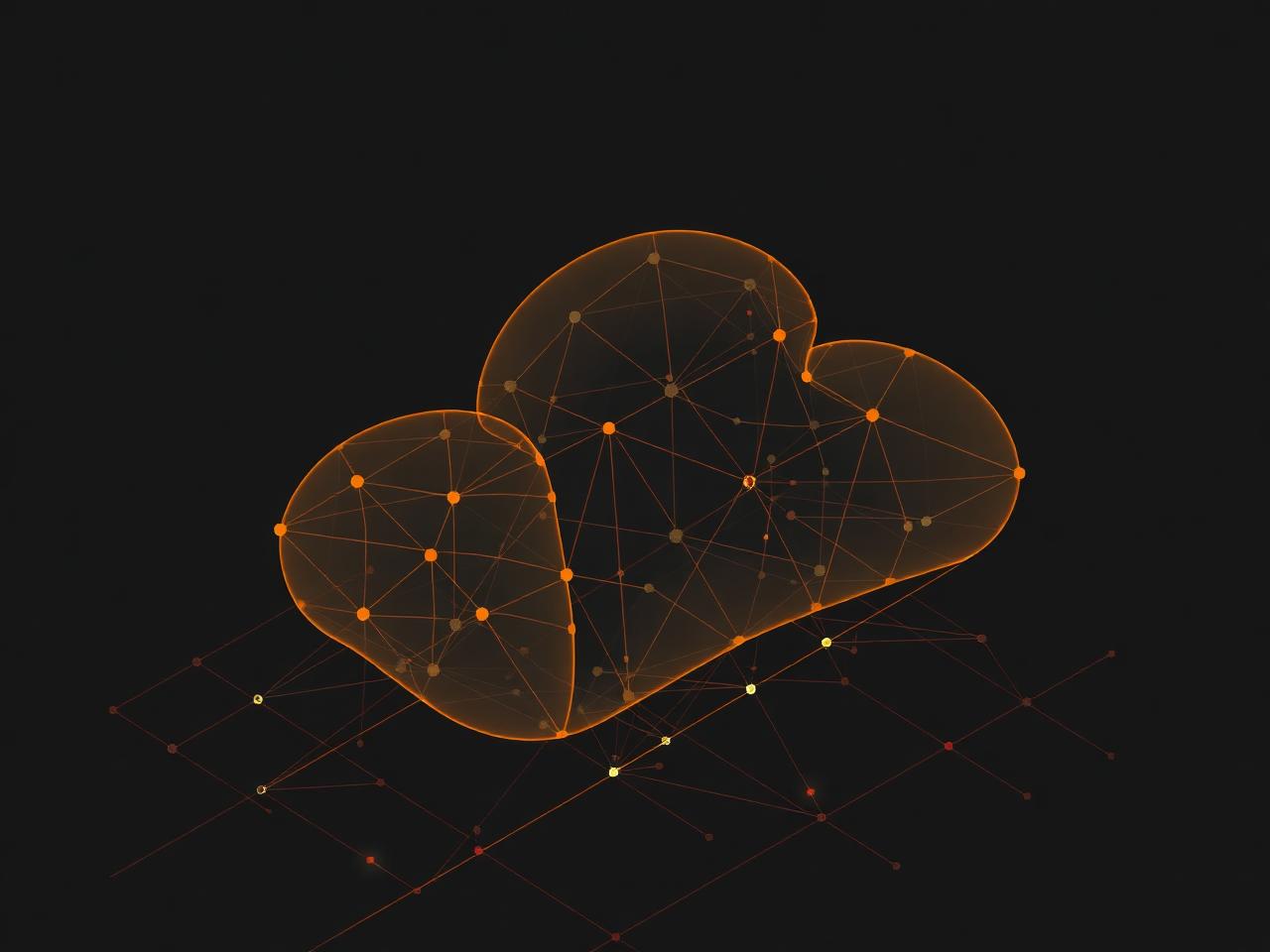 Abstract isometric diagram of cloud architecture nodes connected by network lines