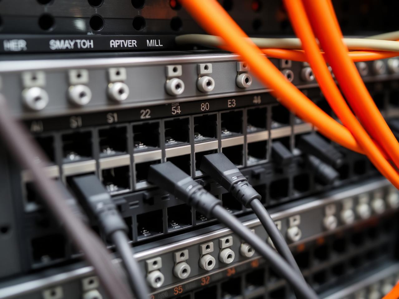 Network patch panel with structured cabling in an equipment rack